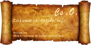 Csizmarik Orbán névjegykártya